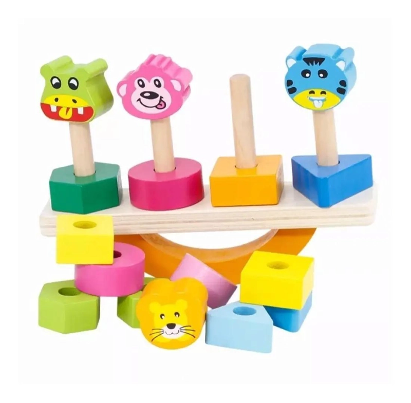 JUGUETE DE EQUILIBRIO DE MADERA PARA NIÑOS CON BLOQUES COLORIDOS - 8