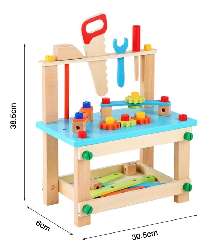 BANCO DE HERRAMIENTAS DIDACTICO DE MADERA PARA NIÑOS - 3