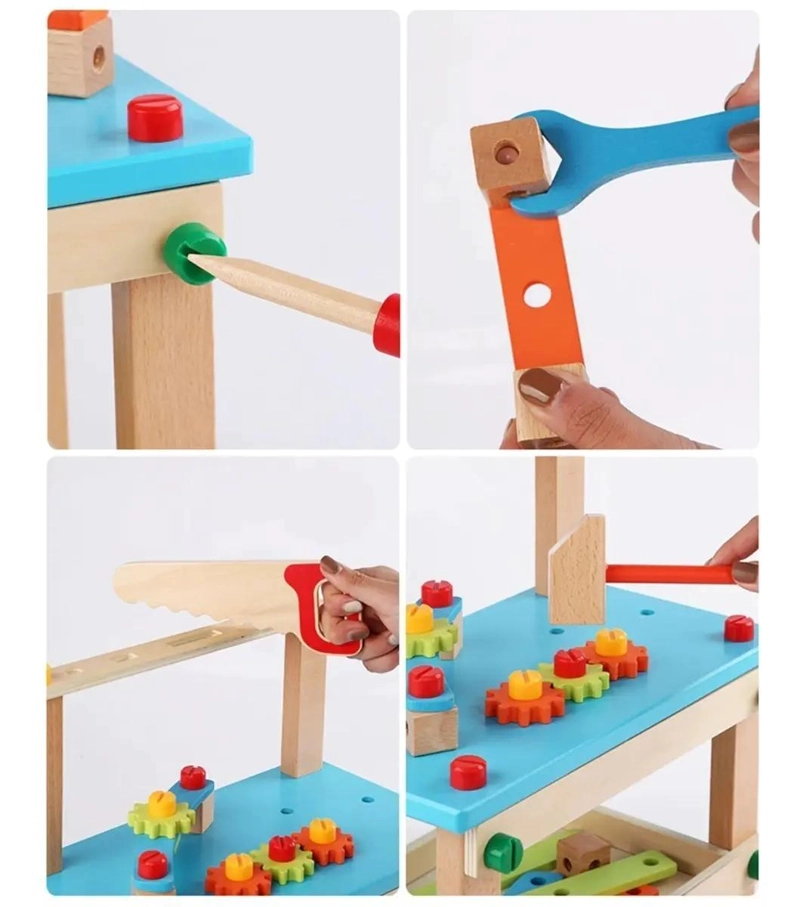 BANCO DE HERRAMIENTAS DIDACTICO DE MADERA PARA NIÑOS - 4
