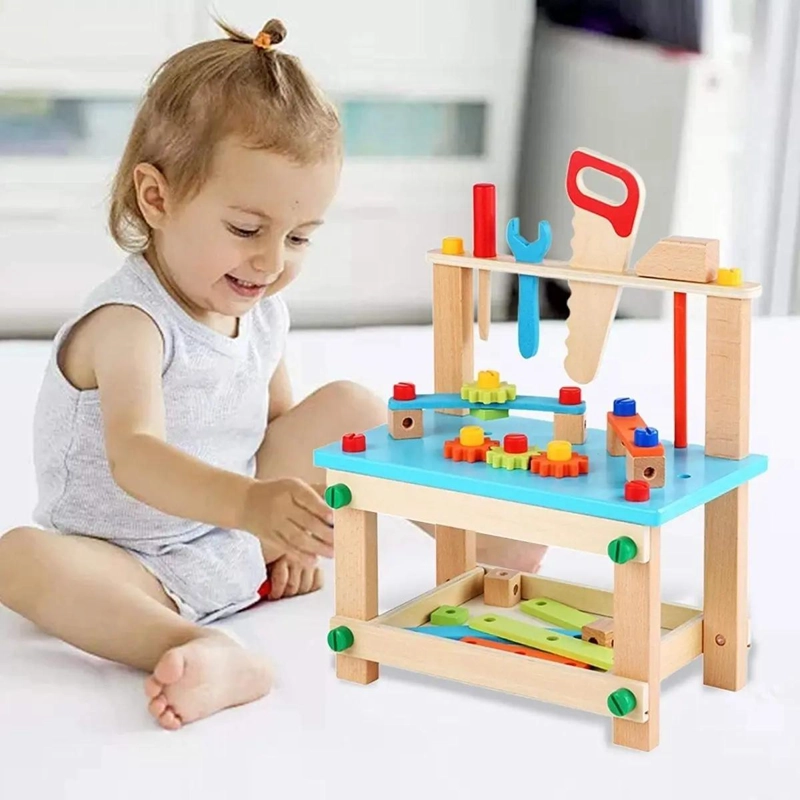 BANCO DE HERRAMIENTAS DIDACTICO DE MADERA PARA NIÑOS - 9