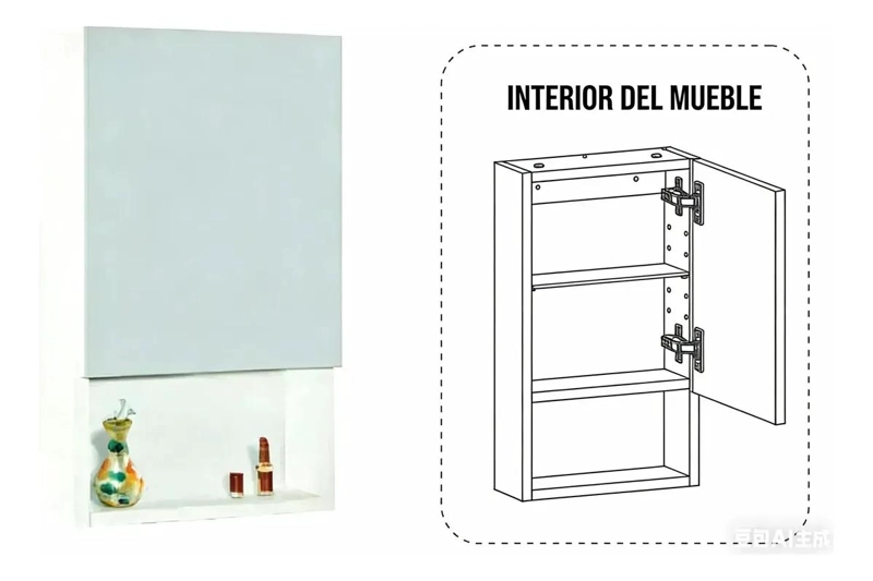 MUEBLE DE BAÑO CON ESPEJO Y ESTANTES EN COLOR BLANCO - 3