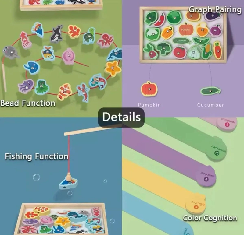 JUGUETE EDUCATIVO ENHEBRADOR DE MADERA CON FRUTAS Y ANIMALES - 7