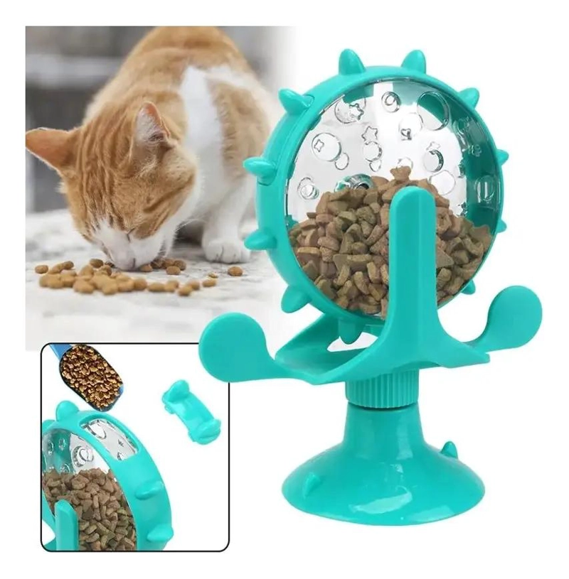 DISPENSADOR GIRATORIO DE COMIDA PARA MASCOTAS CON SUCCION - 2