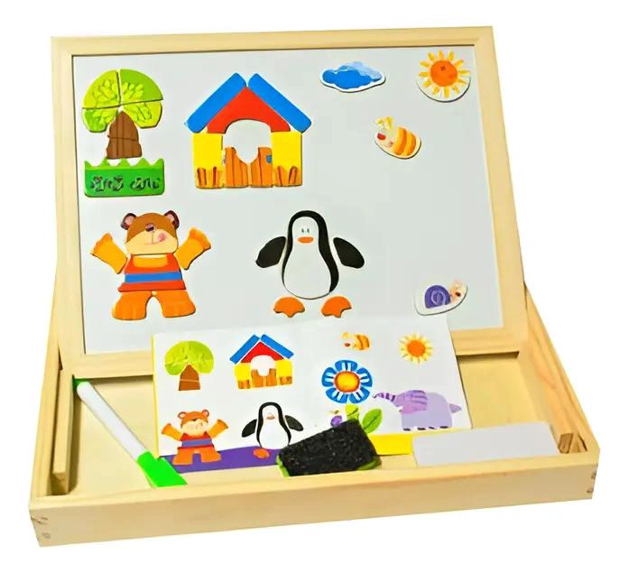 PIZARRA MAGNE TICA DE MADERA PARA APRENDIZAJE INFANTIL - 1