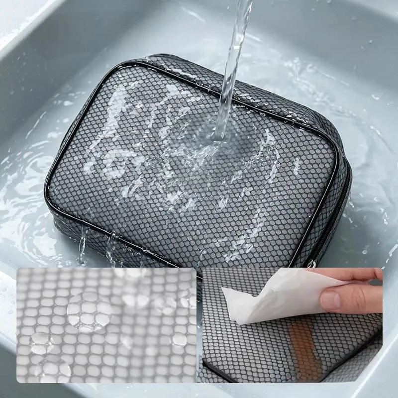 SET DE 2 BOLSOS COSMETIQUEROS IMPERMEABLES CON MALLA - 5