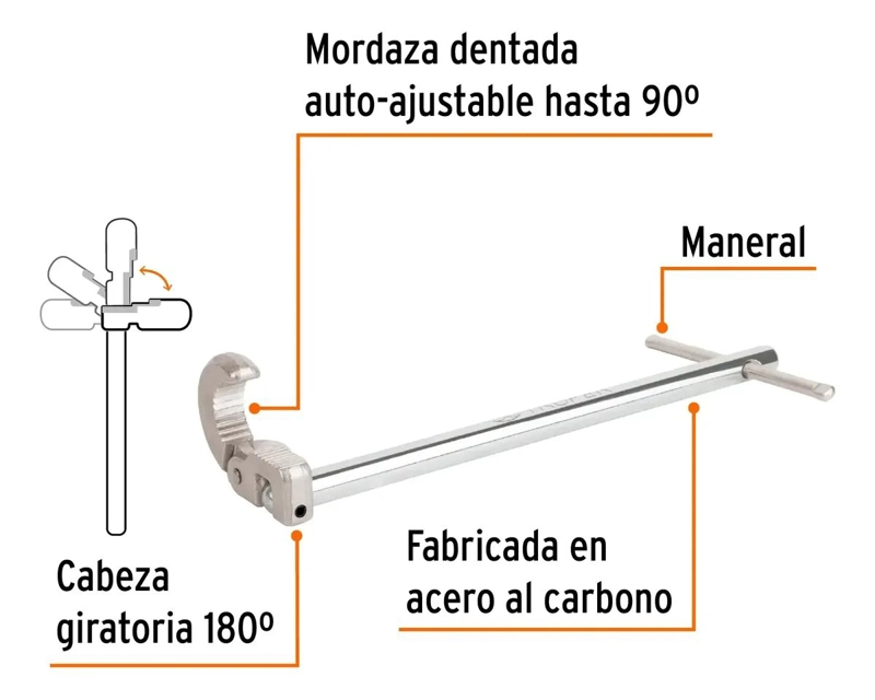 LLAVE PLOMERO DE ACERO CROMADO 30,48 CM - 2