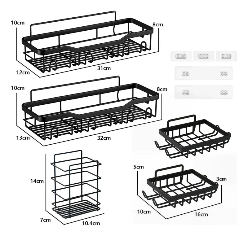 SET DE 5 ORGANIZADORES DE PARED PARA BAÑO Y COCINA - 2