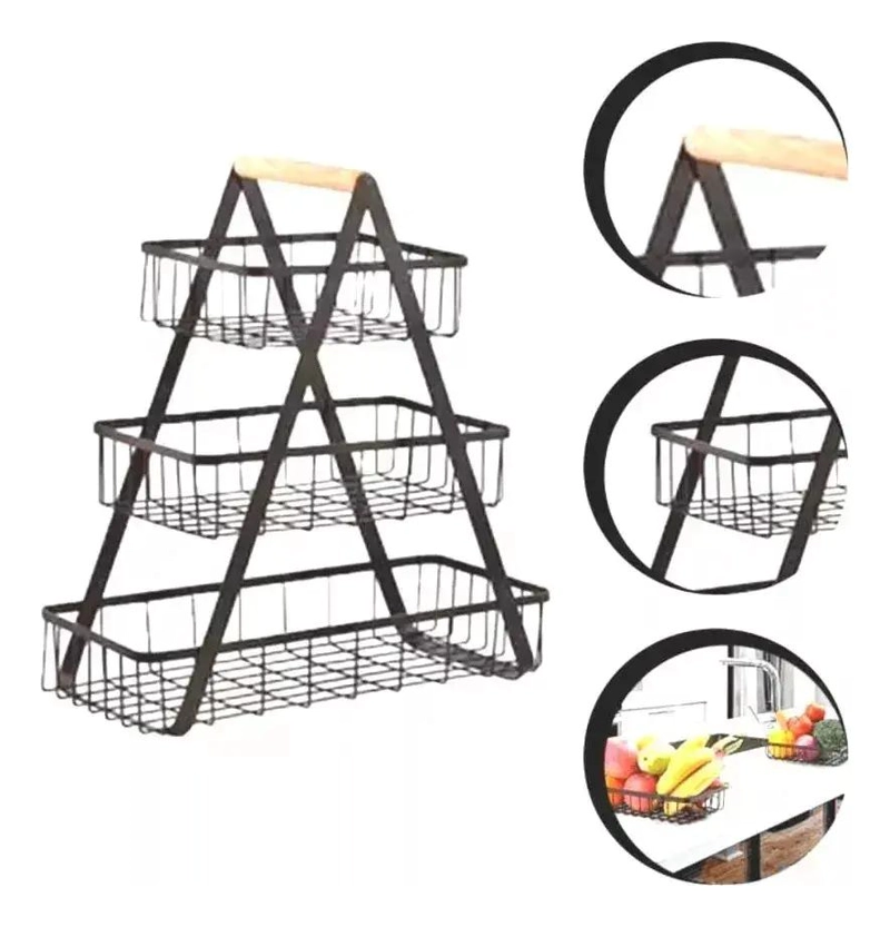 ORGANIZADOR DE FRUTAS Y VERDURAS PORTATIL DE 3 NIVELES - 1