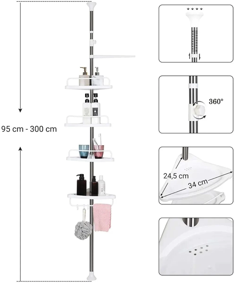 ORGANIZADOR DE BAÑO RETRACTIL CON CUATRO ESTANTES - 6