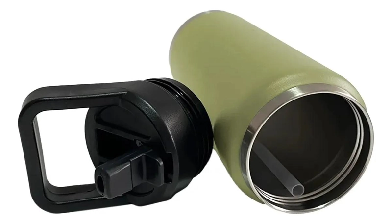 BOTELLA DE ACERO INOXIDABLE 750ML CON DOBLE AISLAMIENTO VERDE OLIVA - 1