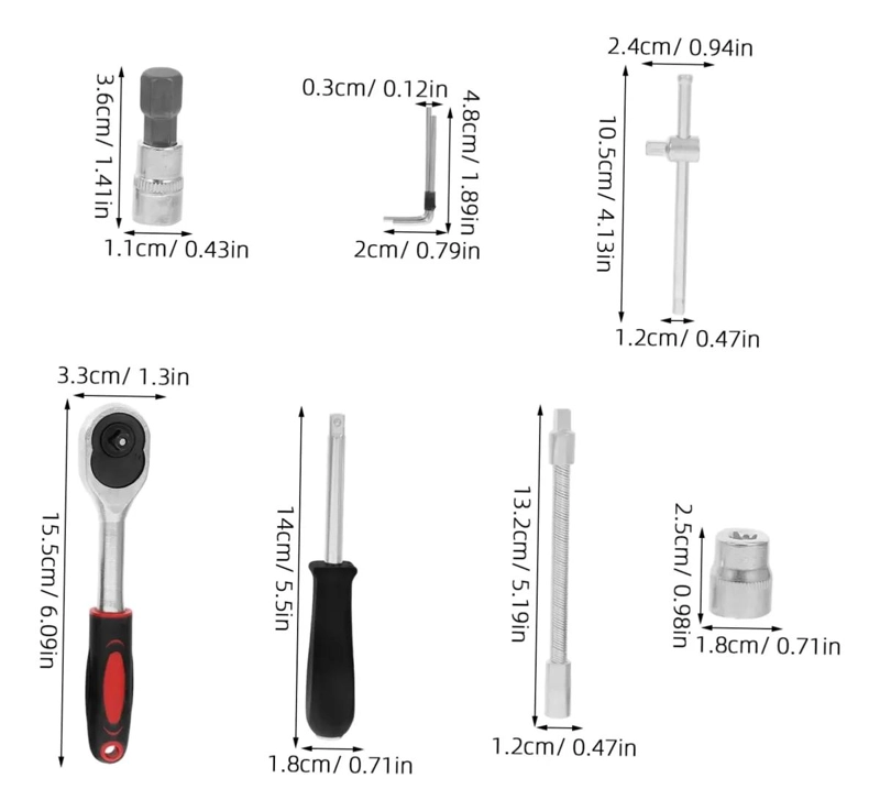 JUEGO DE LLAVES DE TUBO 1/4 CON TRINQUETE Y ACCESORIOS - 2