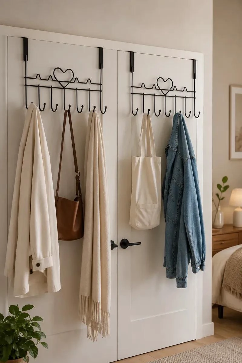 COLGADOR DE ROPA PLEGABLE CON 6 GANCHOS PARA PUERTA - 1