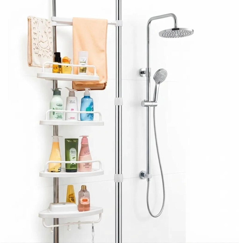 ORGANIZADOR ESQUINERO DUCHA BAÑO AJUSTABLE CON 4 ESTANTES - 1