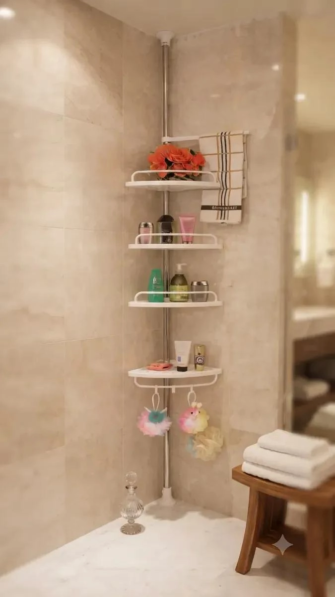 ORGANIZADOR ESQUINERO DUCHA BAÑO AJUSTABLE CON 4 ESTANTES - 10
