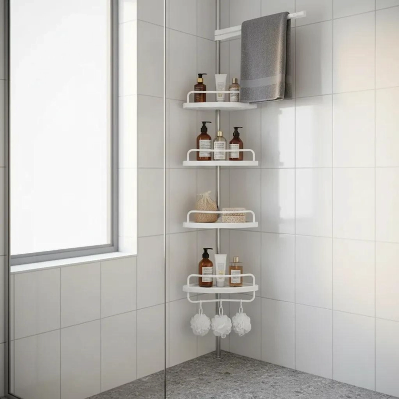 ORGANIZADOR ESQUINERO DUCHA BAÑO AJUSTABLE CON 4 ESTANTES - 3