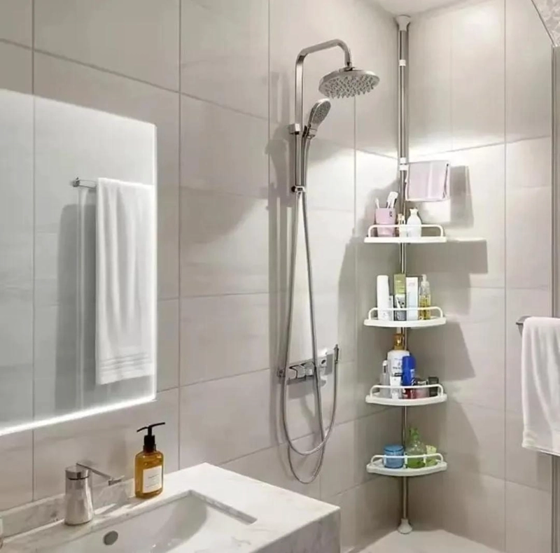 ORGANIZADOR ESQUINERO DUCHA BAÑO AJUSTABLE CON 4 ESTANTES - 9