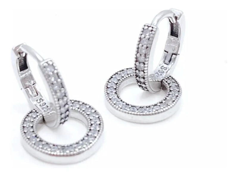 AROS COLGANTES DE PLATA 925 CON CIRCONES CZ BRILLANTES - 2