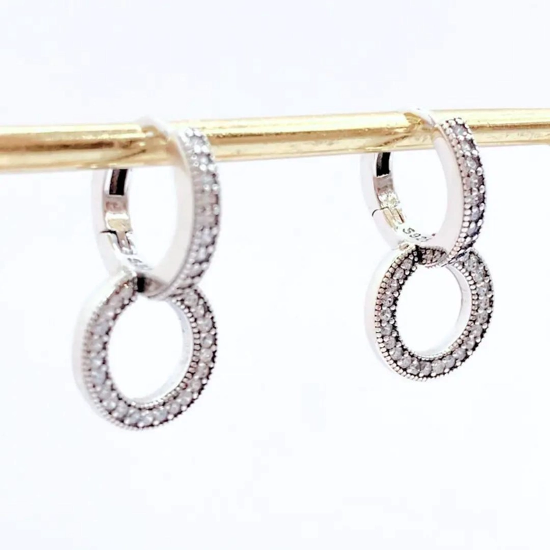 AROS COLGANTES DE PLATA 925 CON CIRCONES CZ BRILLANTES - 3