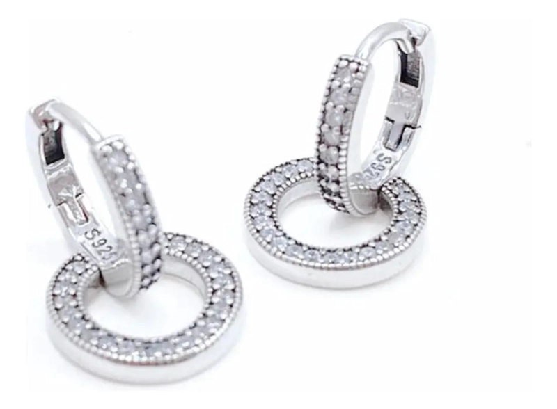 AROS COLGANTES DE PLATA 925 CON CIRCONES CZ BRILLANTES - 4