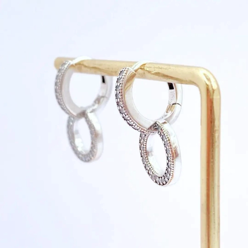 AROS COLGANTES DE PLATA 925 CON CIRCONES CZ BRILLANTES - 5