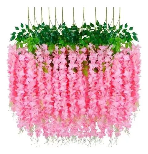 PACK DE 12 GUIRNALDAS DE FLORES ARTIFICIALES COLGANTES DECORATIVAS - 1