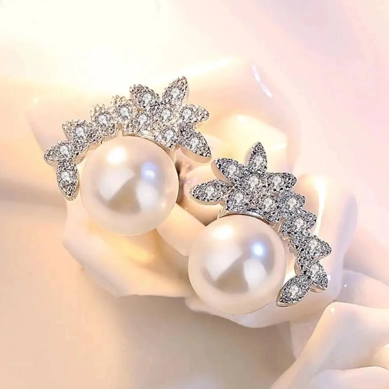 AROS ELEGANTES DE PLATA 925 CON PERLAS Y ZIRCONIA CUBICA - 3