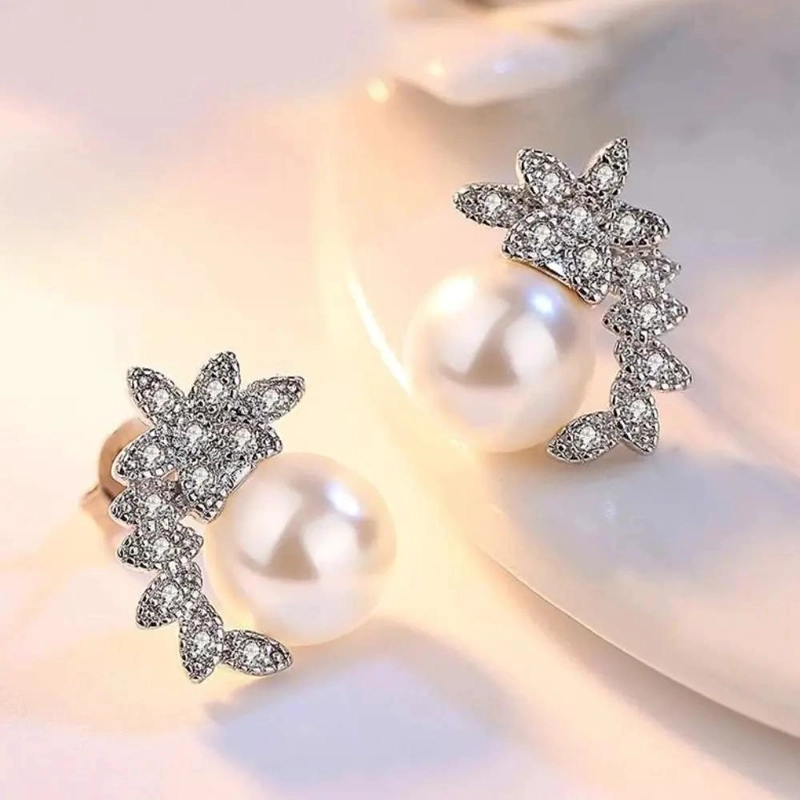 AROS ELEGANTES DE PLATA 925 CON PERLAS Y ZIRCONIA CUBICA - 4