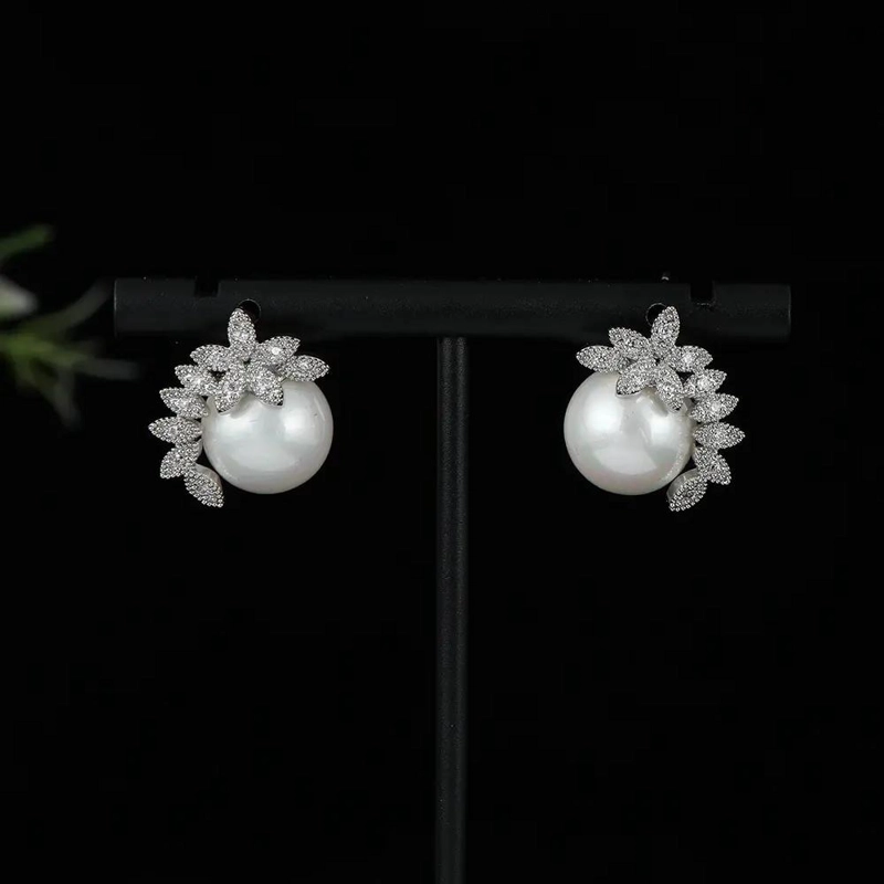 AROS ELEGANTES DE PLATA 925 CON PERLAS Y ZIRCONIA CUBICA - 5