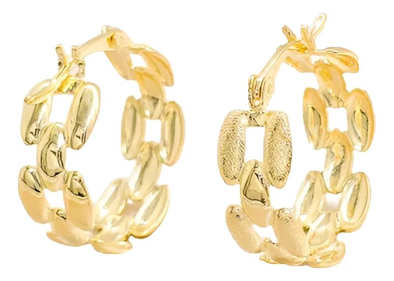 ARETES ESLABONES DE ORO LAMINADO 18K CON GARANTIA - 1