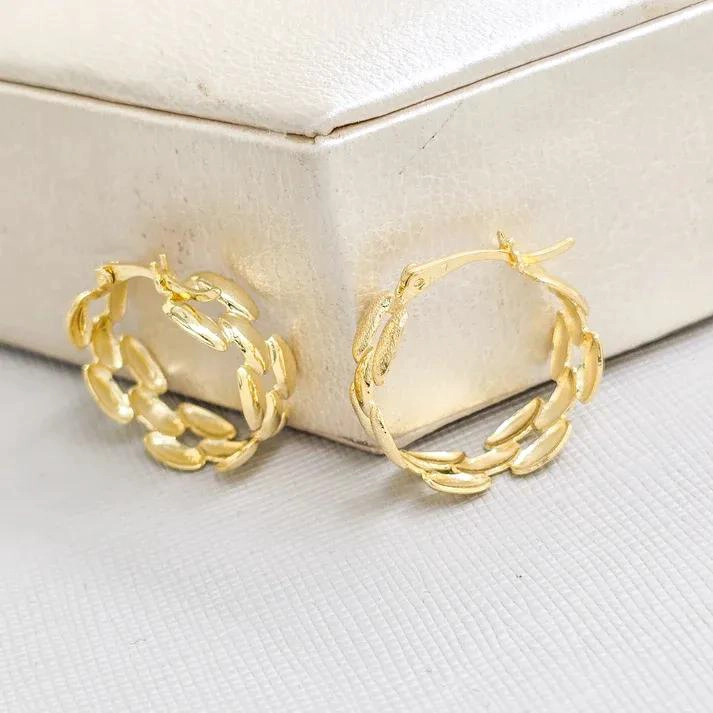 ARETES ESLABONES DE ORO LAMINADO 18K CON GARANTIA - 2