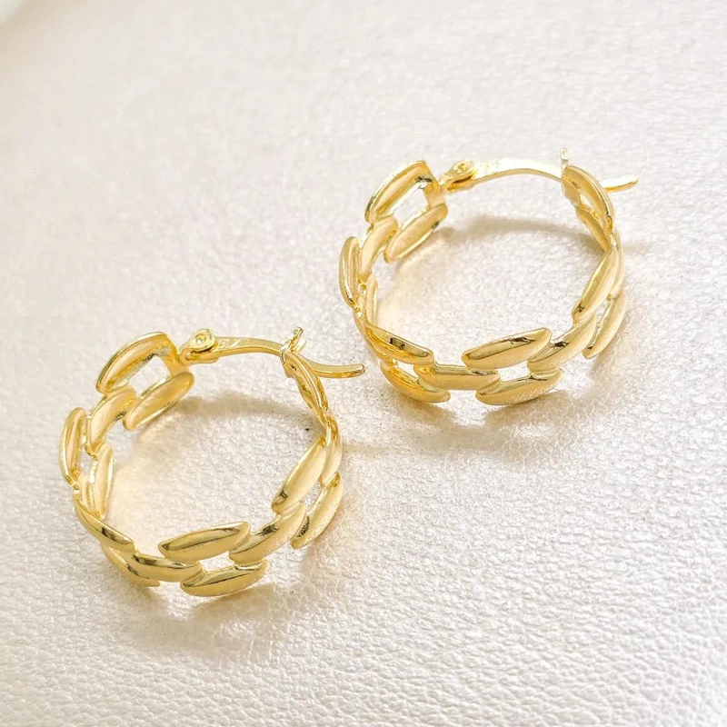 ARETES ESLABONES DE ORO LAMINADO 18K CON GARANTIA - 3