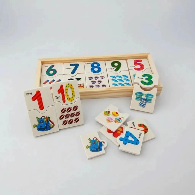 JUEGO EDUCATIVO DOMINO DE MADERA PARA APRENDIZAJE INFANTIL - 2
