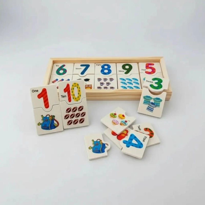 JUEGO EDUCATIVO DOMINO DE MADERA PARA APRENDIZAJE INFANTIL - 4