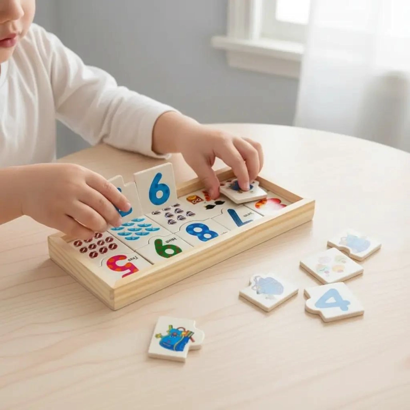 JUEGO EDUCATIVO DOMINO DE MADERA PARA APRENDIZAJE INFANTIL - 5