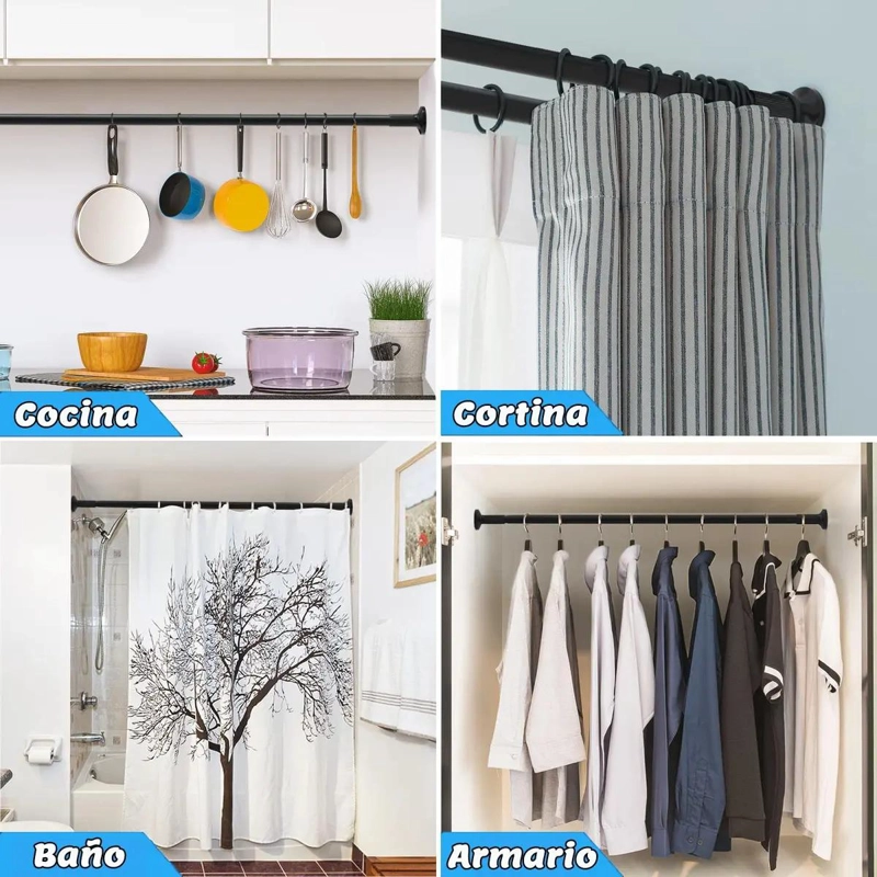 BARRA EXTENSIBLE DE ACERO INOXIDABLE PARA CORTINAS 90-160 CM - 7