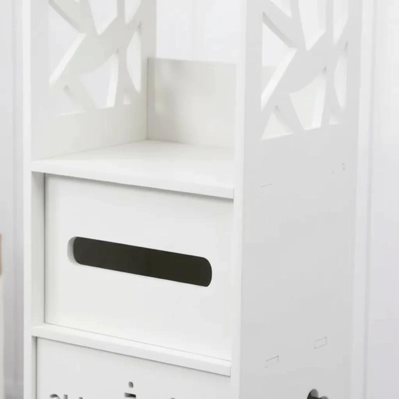 MUEBLE ORGANIZADOR BLANCO 80 CM CON PUERTA Y CAJON PARA BAÑO - 4