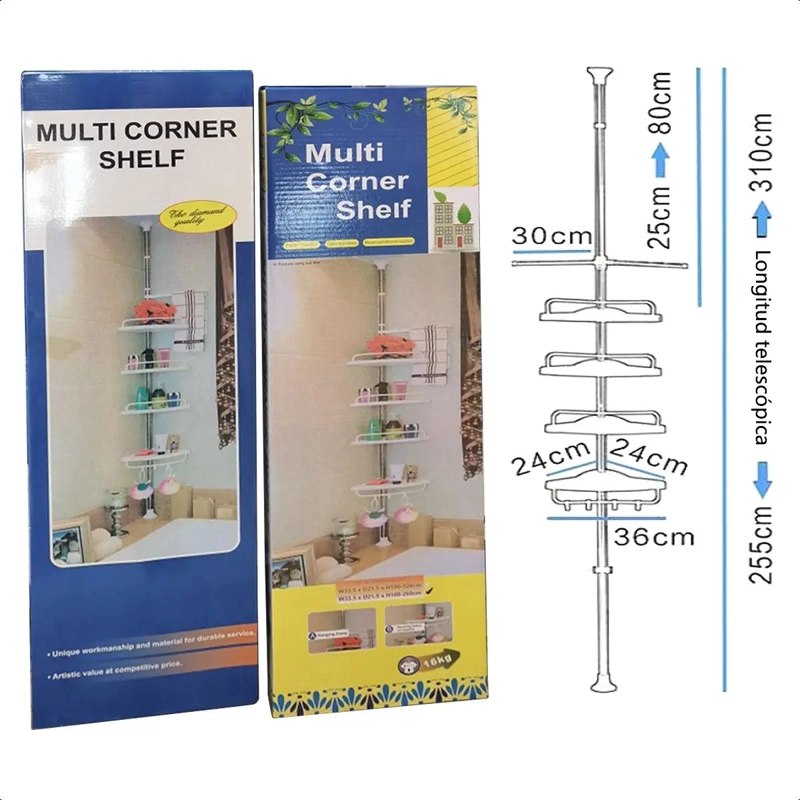 ORGANIZADOR ESQUINERO DUCHA BAÑO MULTIUSO AJUSTABLE 4 PISOS - 9