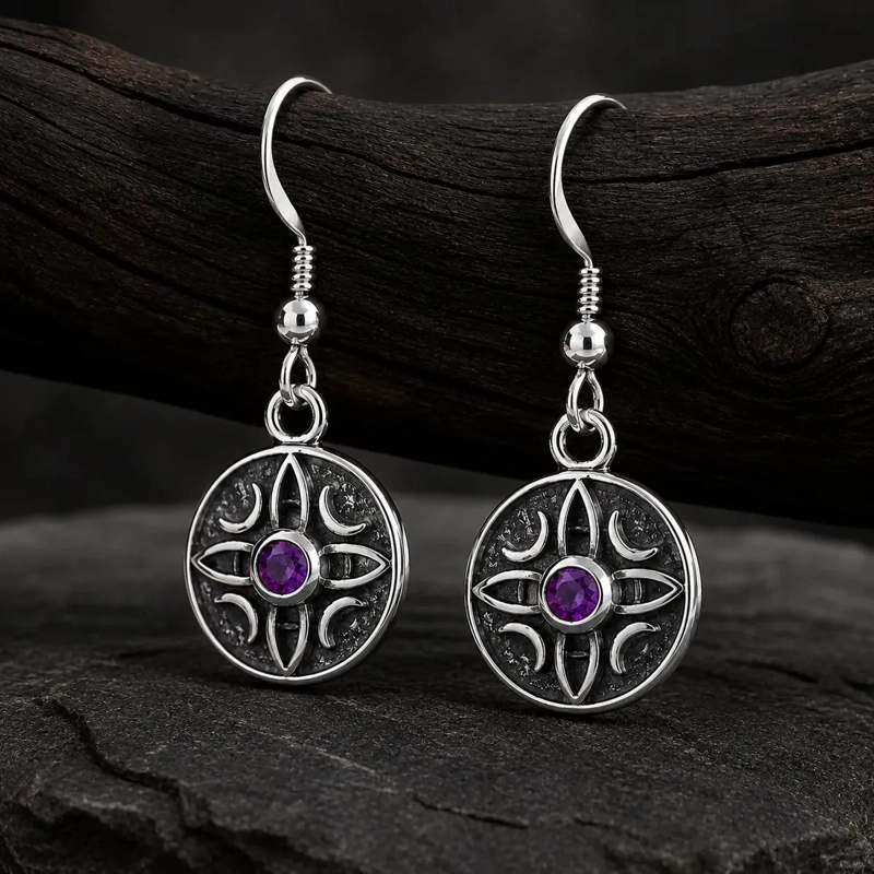 AROS NUDO DE BRUJAS CON CIRCON EN PLATA FINA 950 - 1