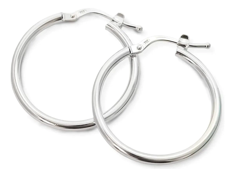 AROS ARGOLLA TUBO REDONDO DE PLATA FINA 925 DE 24MM - 1