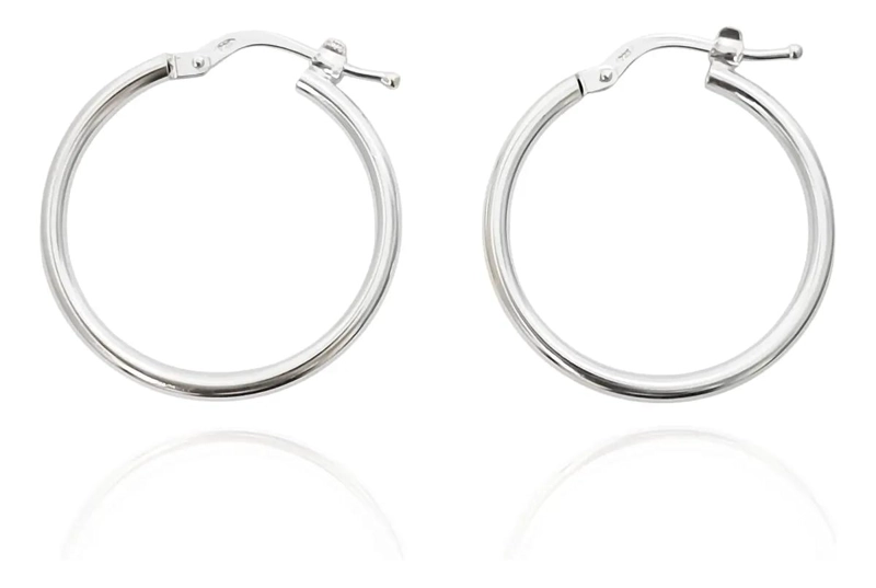 AROS ARGOLLA TUBO REDONDO DE PLATA FINA 925 DE 24MM - 2