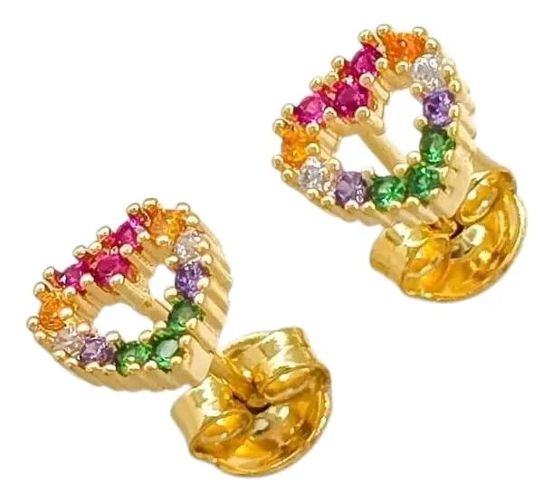 ARETES CORAZON EN ORO LAMINADO 18K CON ACABADO EUROPEO - 1