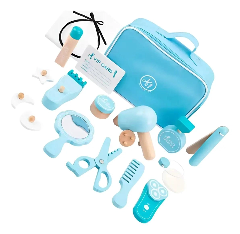 JUEGO DIDACTICO DE BARBERIA DE MADERA PARA NIÑOS - 1