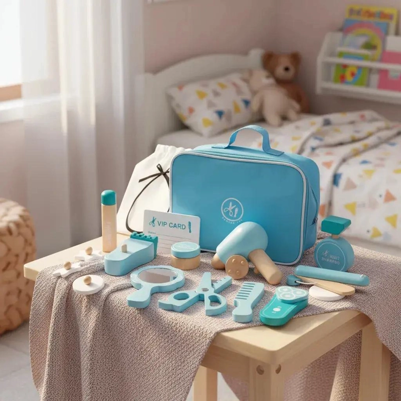 JUEGO DIDACTICO DE BARBERIA DE MADERA PARA NIÑOS - 5