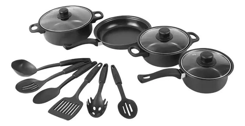SET DE COCINA CON 13 PIEZAS ENTRE OLLAS Y SARTENES DE ALTA CALIDAD - 3