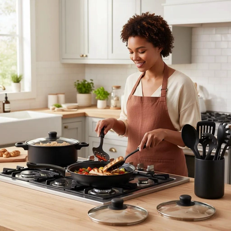SET DE COCINA CON 13 PIEZAS ENTRE OLLAS Y SARTENES DE ALTA CALIDAD - 4