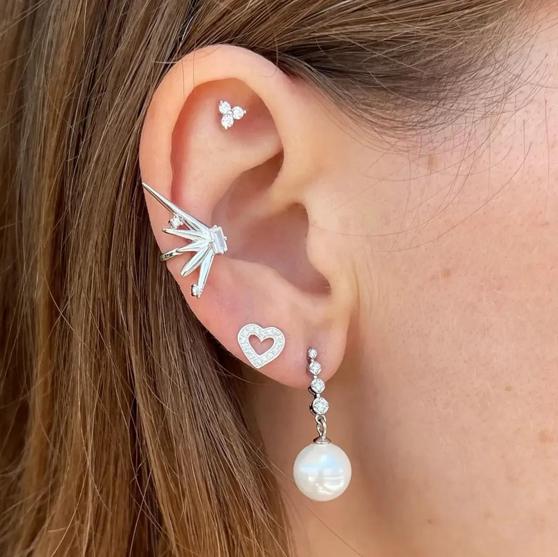 AROS COLGANTES DE PERLAS Y CIRCONES EN PLATA 925 - 2
