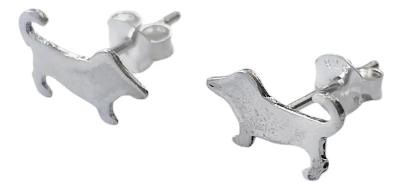 AROS EN FORMA DE PERRO COLA EN PLATA FINA 925 - 2