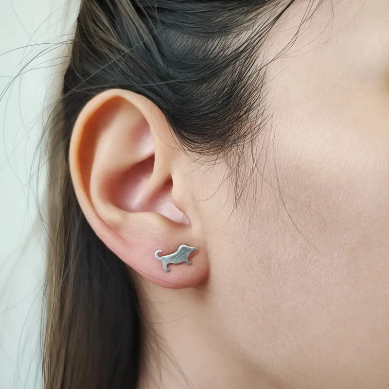 AROS EN FORMA DE PERRO COLA EN PLATA FINA 925 - 3