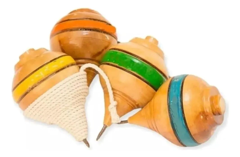 PACK DE 12 TROMPOS DE MADERA PARA JUEGOS TRADICIONALES - 6
