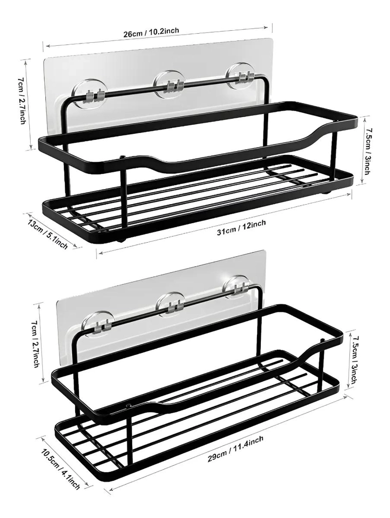 ORGANIZADOR DE DUCHA CON ESTANTES ADHESIVOS DE ACERO INOXIDABLE - 3